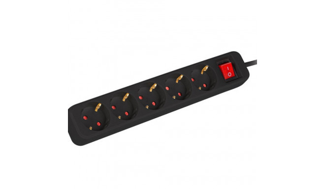POWER STRIP LANBERG 1.5M 5X SCHUKO OUTLETS WITH SWITCH QUALITY-GRADE COPPER CABLE BLACK