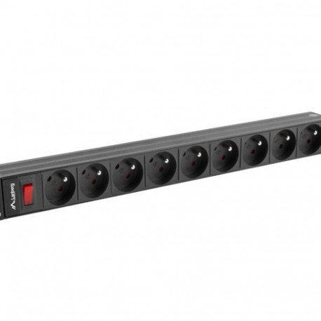 POWER DISTRIBUTION UNIT (PDU) 19" LANBERG 1U 16A 3M 9X FRENCH OUTLETS BLACK