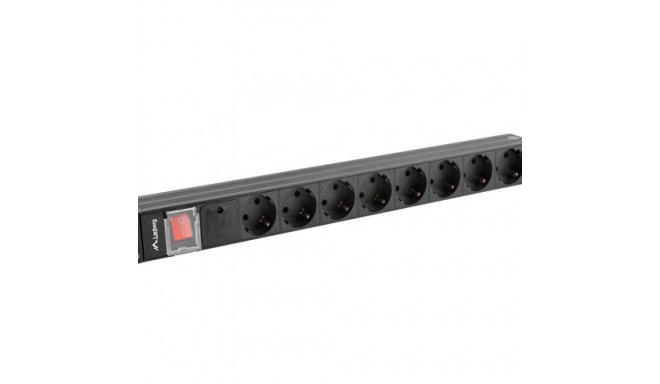 POWER DISTRIBUTION UNIT (PDU) 19" LANBERG 1U 16A 2M 8X SCHUKO OUTLETS BLACK