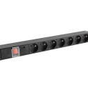 POWER DISTRIBUTION UNIT (PDU) 19" LANBERG 1U 10A 2M 7X FRENCH OUTLETS BLACK C14