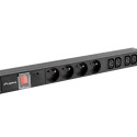 POWER DISTRIBUTION UNIT (PDU) 19" LANBERG 1U 10A 2M 4X FRENCH OUTLETS 4X IEC C13 OUTLETS BLACK C14