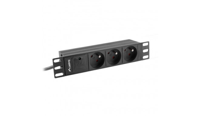 POWER DISTRIBUTION UNIT (PDU) 10" LANBERG 1U 16A 2M 3X FRENCH OUTLETS BLACK