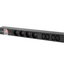 POWER DISTRIBUTION UNIT (PDU) 19" LANBERG 1U 10A 2M 4X FRENCH OUTLETS 4X IEC C13 OUTLETS BLACK C14