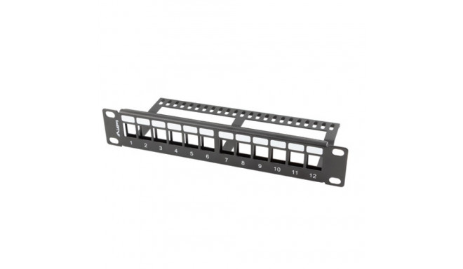 PATCH PANEL BLANK 12 PORT 1U WITH ORGANIZER FOR KEYSTONE MODULES BLACK LANBERG