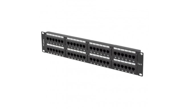 PATCH PANEL 48 PORT 2U 19" CAT.6 UTP BLACK LANBERG
