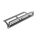 PATCH PANEL BLANK 12 PORT 1U WITH ORGANIZER FOR KEYSTONE MODULES BLACK LANBERG