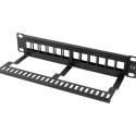 PATCH PANEL BLANK 12 PORT 1U WITH ORGANIZER FOR KEYSTONE MODULES BLACK LANBERG