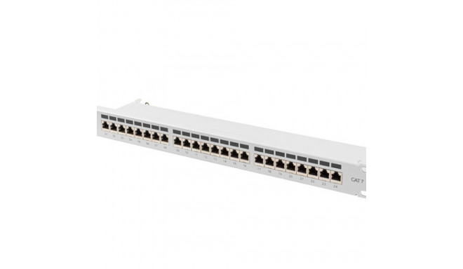 Lanberg patch-paneel 24 PORT 1U 19" CAT.7 FTP kaablikorraldajaga, varjestatud, hall