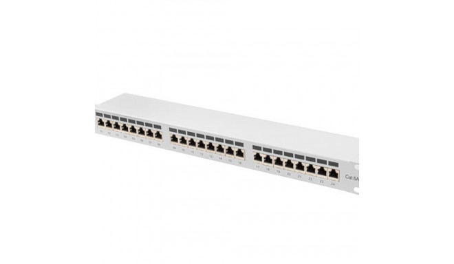PATCH PANEL 24 PORT 1U 19" CAT.6A FTP WITH CABLE ORGANIZER SHIELDED GREY LANBERG