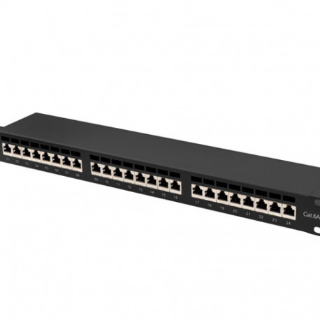 PATCH PANEL 24 PORT 1U 19" CAT.6A FTP WITH CABLE ORGANIZER SHIELDED BLACK LANBERG