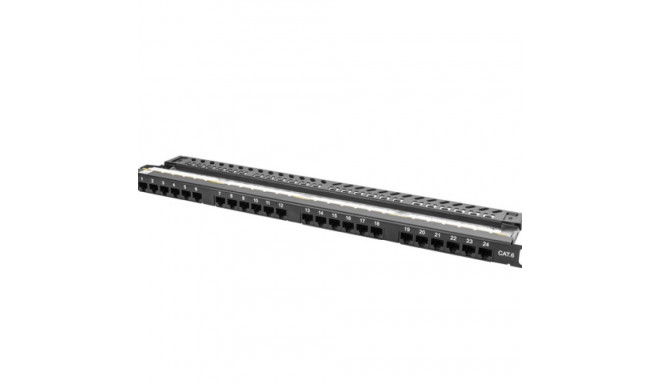 PATCH PANEL 24 PORT 0.5U 19" CAT.6 UTP WITH CABLE ORGANIZER BLACK LANBERG