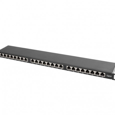 Lanberg patch-paneel 24-pordiline 0.5U 19" CAT.6 FTP kaablihalduriga, varjestatud, must