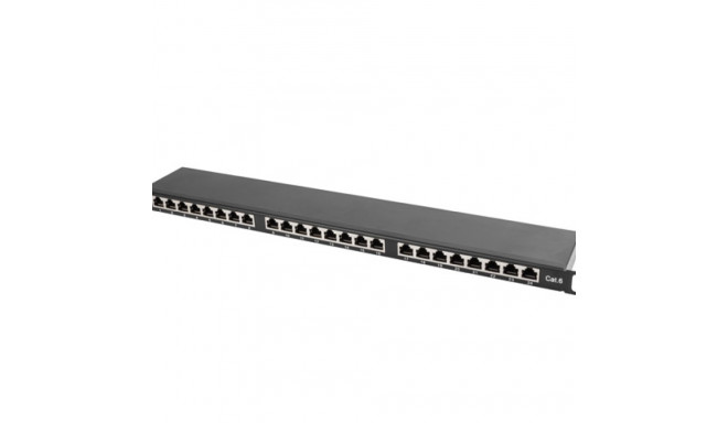 Lanberg patch-paneel 24-pordiline 0.5U 19" CAT.6 FTP kaablihalduriga, varjestatud, must