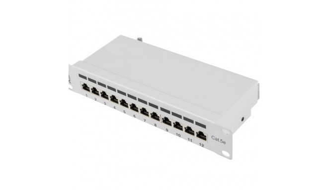 PATCH PANEL 12PORT 1U 10" CAT.5E FTP WITH CABLE ORGANIZER SHIELDED GREY LANBERG
