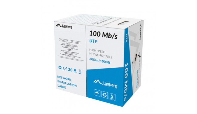 LAN CABLE UTP 305M SOLID CCA BLACK LANBERG