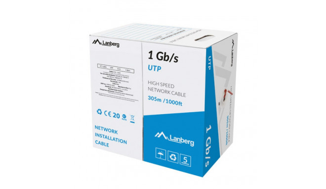 LAN CABLE 1GB/S 305M SOLID CCA RED LANBERG