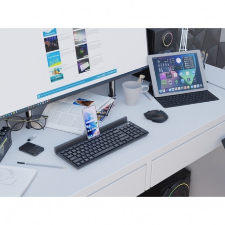KEYBOARD NATEC FELIMARE US LAYOUT WIRELESS BLUETOOTH + 2.4GHZ SLIM PHONE/TABLET HOLDER BLACK