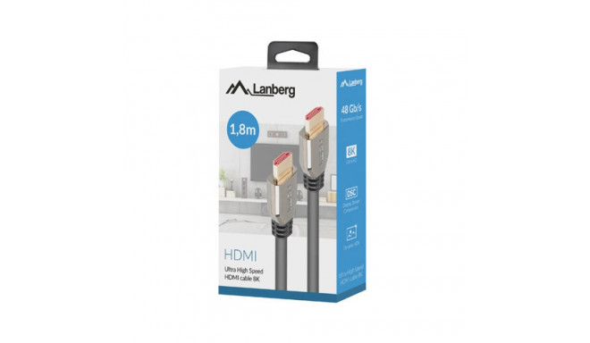 HDMI M/M V2.1 CABLE 1.8M 8K 60HZ BLACK LANBERG