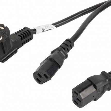 CEE 7/7->2X IEC 320 C13 POWER CORD 2M VDE BLACK LANBERG