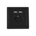 AC WALL SOCKET 230V WITH 2 USB PORT 2.1A, FRENCH SOCKET BLACK LANBERG