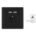 AC WALL SOCKET 230V WITH 2 USB PORT 2.1A, FRENCH SOCKET BLACK LANBERG