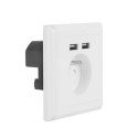 AC WALL SOCKET 230V WITH 2 USB PORT 2.1A, FRENCH SOCKET WHITE LANBERG