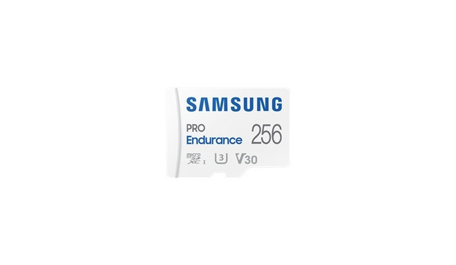 SAMSUNG PRO Endurance microSD Class10 256GB koos adapteriga R100/W30 kuni 140160 tundi