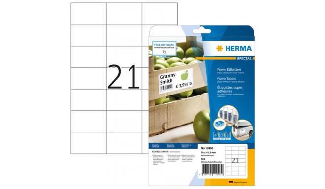 HERMA Labels A4 70x42,3 mm white extra strong adhesion paper matt 525 pcs