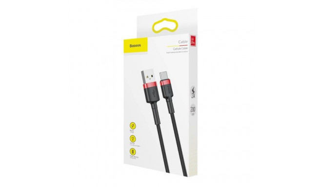 Baseus Type-C Cafule cable 2A, 3m Red/Black (CATKLF-U91)