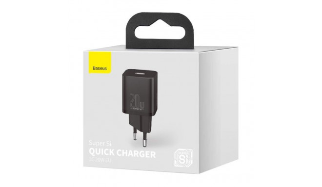 Baseus Travel Charger set Super Si 1C PD Fast charger 20W EU Black (CCSUP-B01)