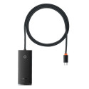 Baseus HUB Lite Series 4in1 USB-C to 4xUSB 3.0 + 1x Type-C 15W, with 1m cable Black (WKQX030401)