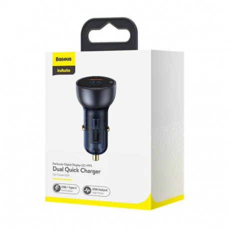 Baseus Car Charger Particular Digital Display C+U, PD 3.0 QC 4.0+, SCP, PPS, 5A, 65W Dark Gray (CCKX