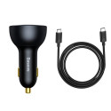 Baseus Car Charger Fast charger U+C+C, PD 3.0, QC 5.0, PPS, (with C+C cable 100W (20V/1.5A) 1m) 160W