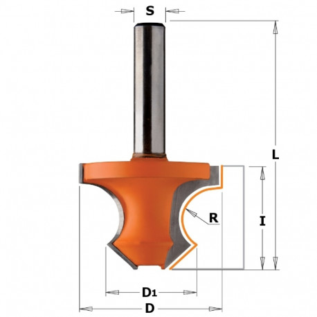 Serva profiili otsfrees 45° HM S=8 D=36x25 R=8