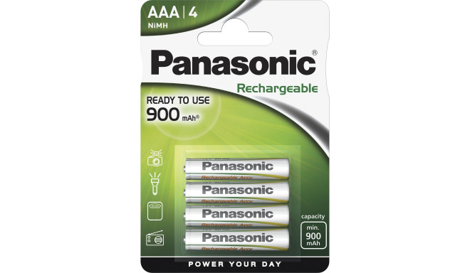 Panasonic akupatarei 1x4 NiMH Micro AAA 900mAh