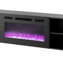 RTV cabinet POLO 200x33x50.5 black + fireplace black