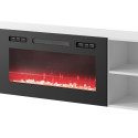 RTV cabinet POLO 200x33x50.5 white + fireplace black