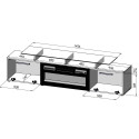 RTV cabinet ROVA with electric fireplace 190x37x48 white/gloss white