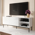 ABETO RTV cabinet on black steel frame 150x42x60 cm white/gloss white