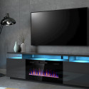 RTV EVA cabinet with electric fireplace 180x40x52 cm graphite/glossy graphite