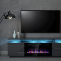 RTV EVA cabinet with electric fireplace 180x40x52 cm graphite/glossy graphite