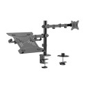 Gembird MA-DA-03 Adjustable desk mount with monitor arm and notebook tray (rotate, tilt, swivel), 17