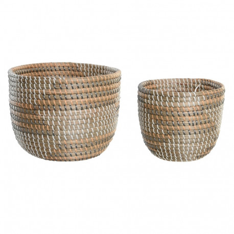 Basket set DKD Home Decor 28 x 28 x 22 cm Tropical Seagrass