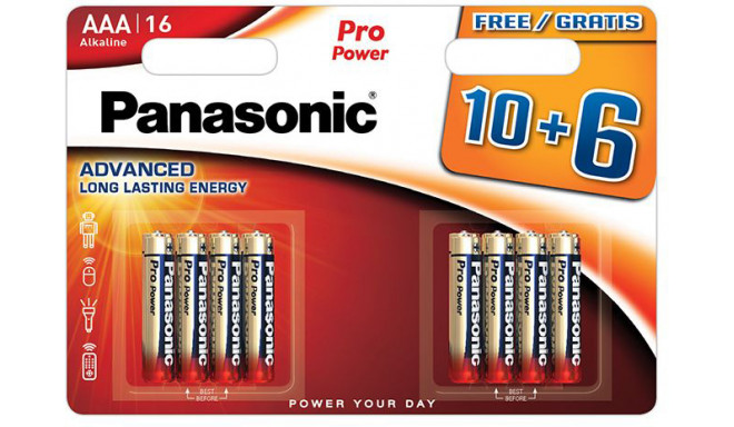 Panasonic Pro Power baterija LR03PPG/16B 10+6gb.