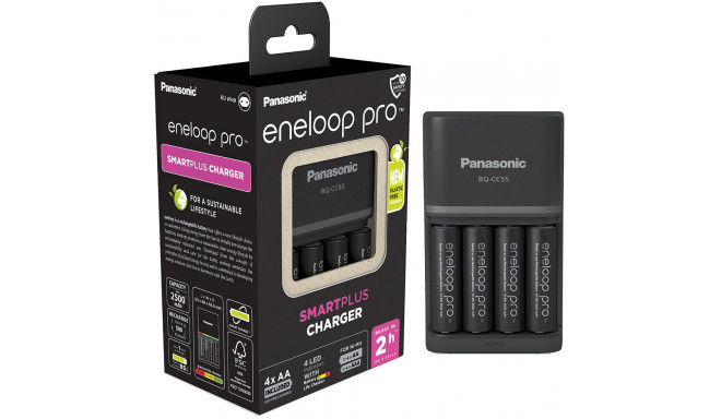 Panasonic eneloop laadija BQ-CC55 + 4x2500mAh