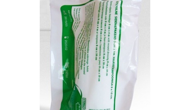 Steriilne sidumispakend haavatampooniga 8cm x 4m (keskmine) DIN 13515 M