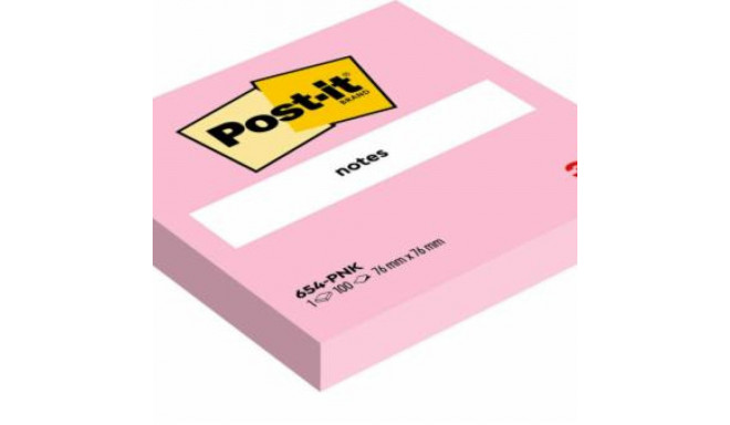 Märkmepaber iseliimuv POST-IT 654 roosa, 76x76mm (pakis 100l.)