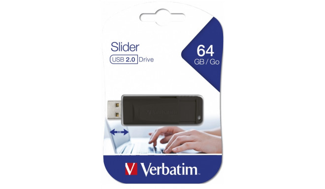 VERBATIM PENDRIVE USB 2.0 Store 'n' Go Slider USB Drive 64GB 98698