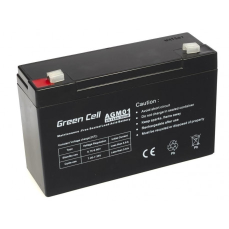 Green Cell AGM aku 6V 12Ah 12.000 mAh suletud pliiaku (VRLA)
