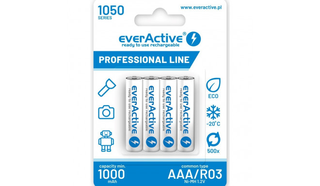 laetavad akud everActive Ni-MH R03 AAA 1050 mAh Professional Line